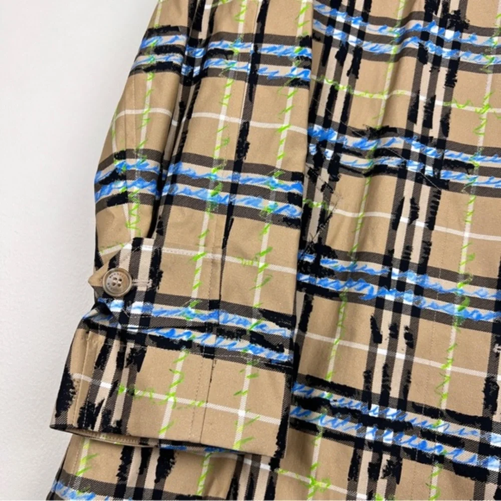 Burberry Calderbrook Scribble Printed Nova Check Long Car Coat Trench - Picture 5 of 13